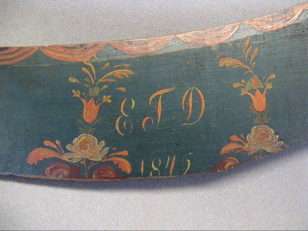 Linen Tool - Ecang In Polychrome Wood Decorated And Dated 1849.-photo-3