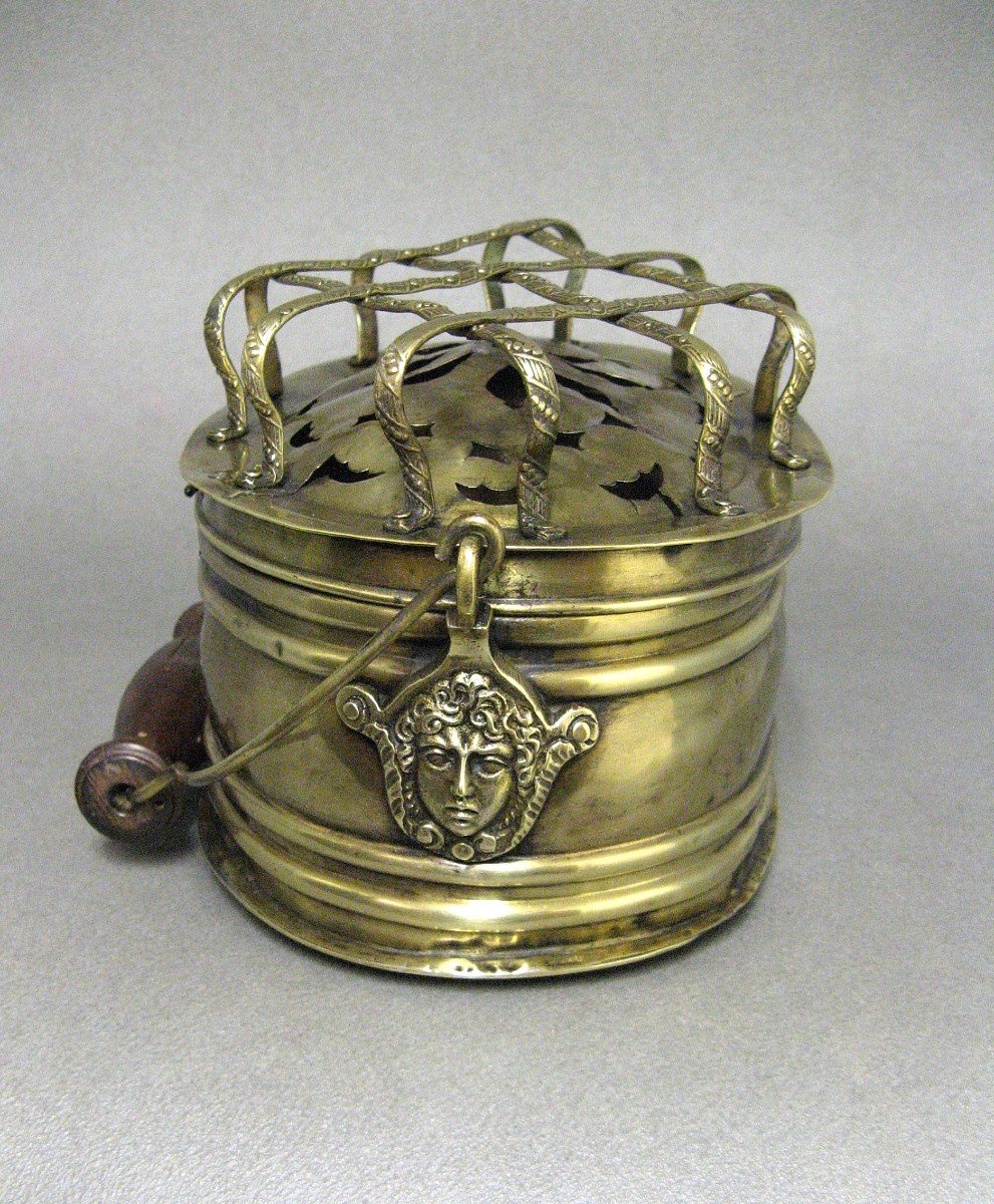 Brass Hand Warmer, Early 19th Century Empire Consulate.-photo-2