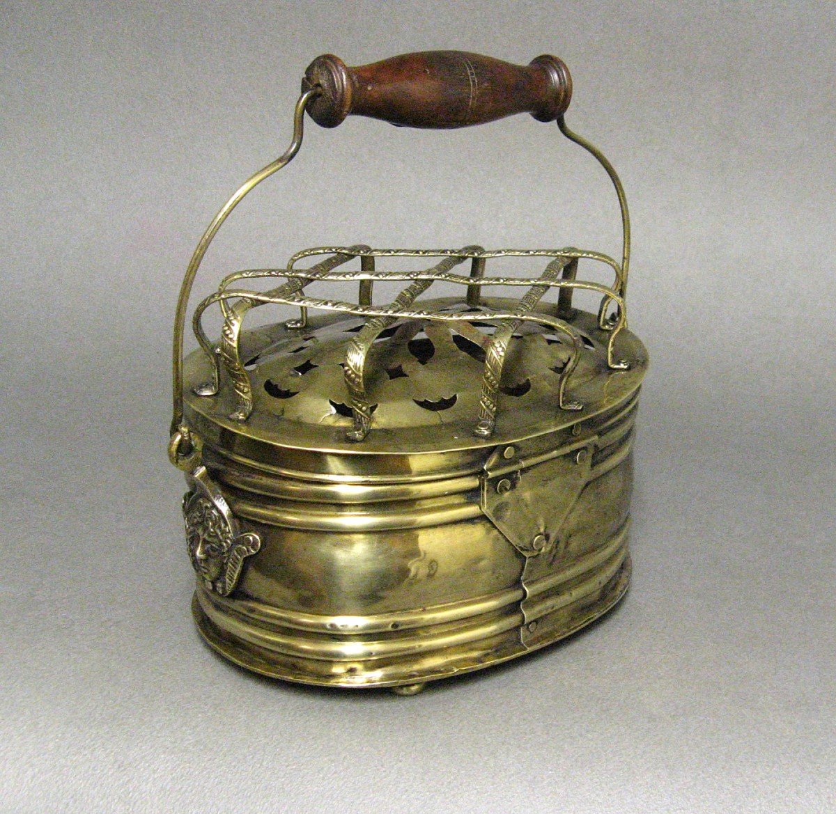 Brass Hand Warmer, Early 19th Century Empire Consulate.-photo-3