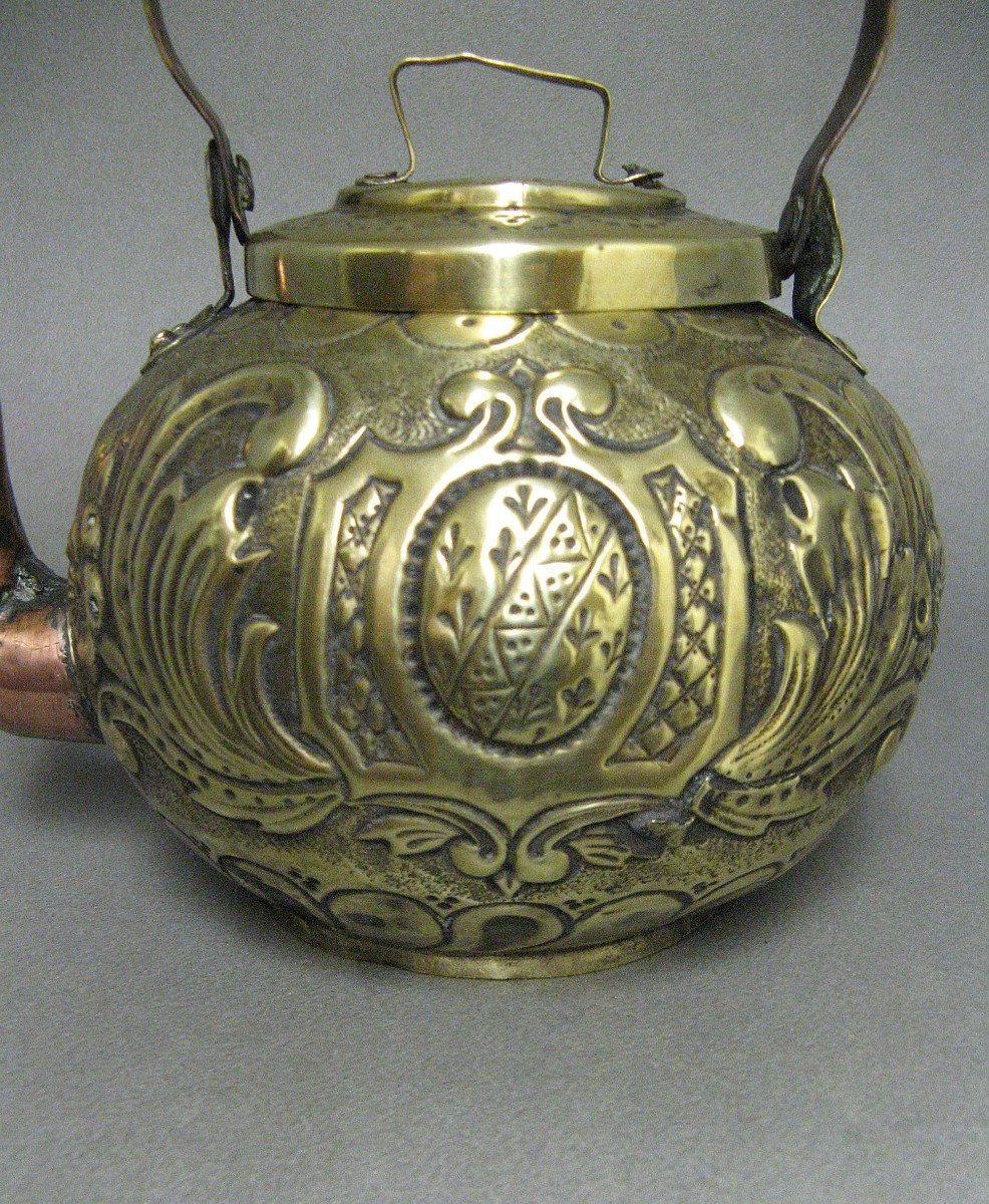 Decorated Yellow Copper Kettle.-photo-2