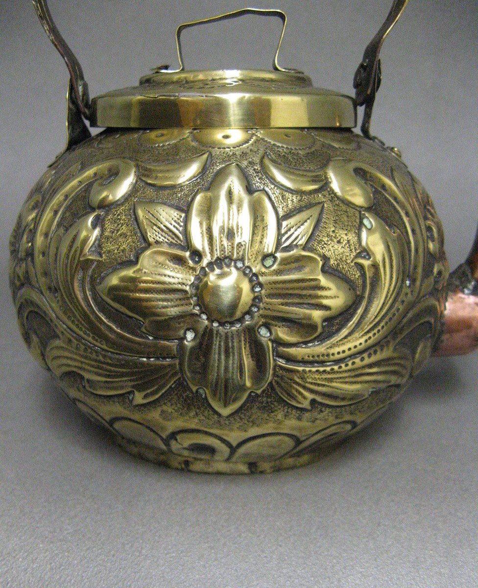 Decorated Yellow Copper Kettle.-photo-4