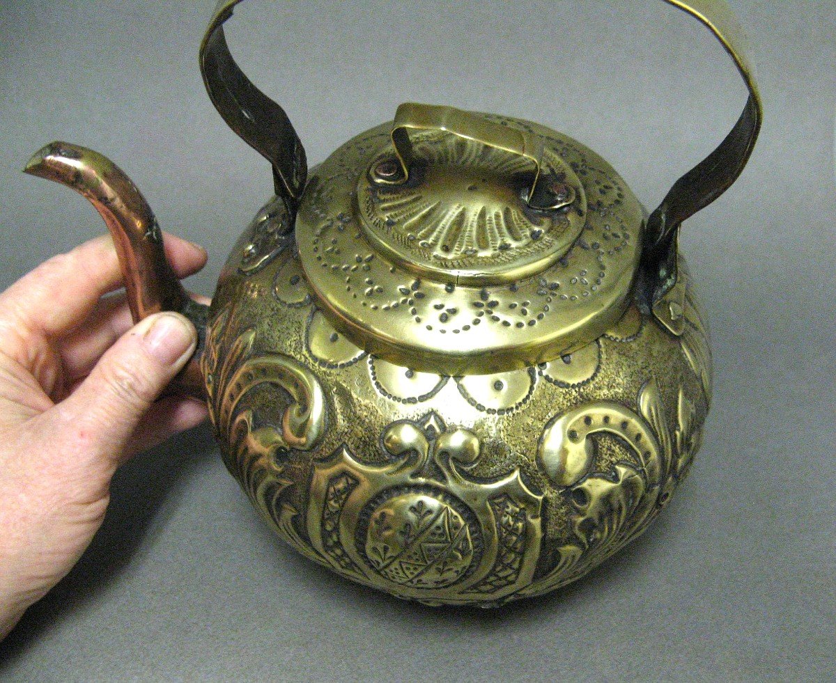 Decorated Yellow Copper Kettle.-photo-1