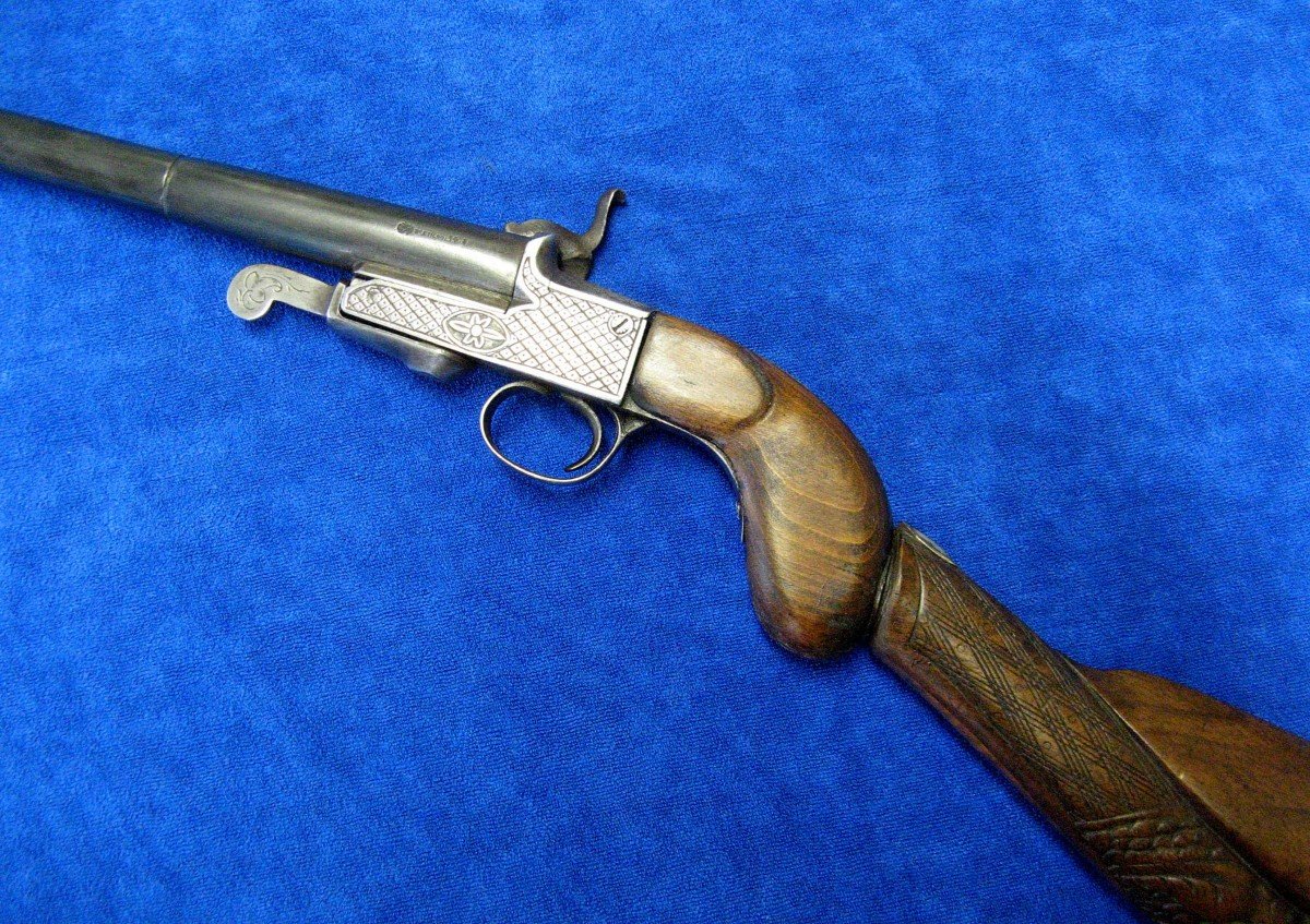 19th Century Pin-action Dismountable Poacher's Carbine Pistol.-photo-1