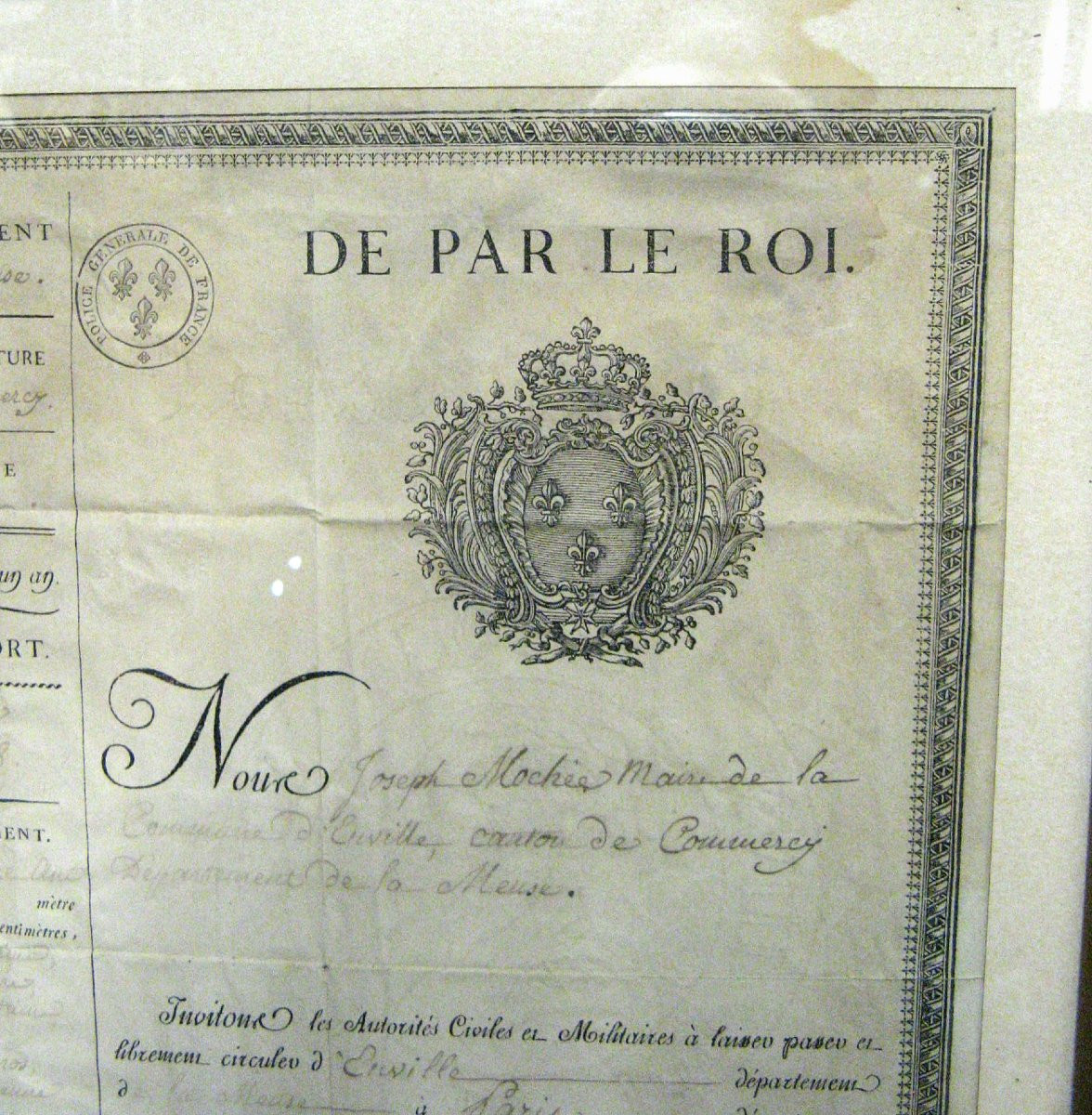 Restoration Period, Passport Of The City Of Enville, Canton Of Commercy.-photo-2