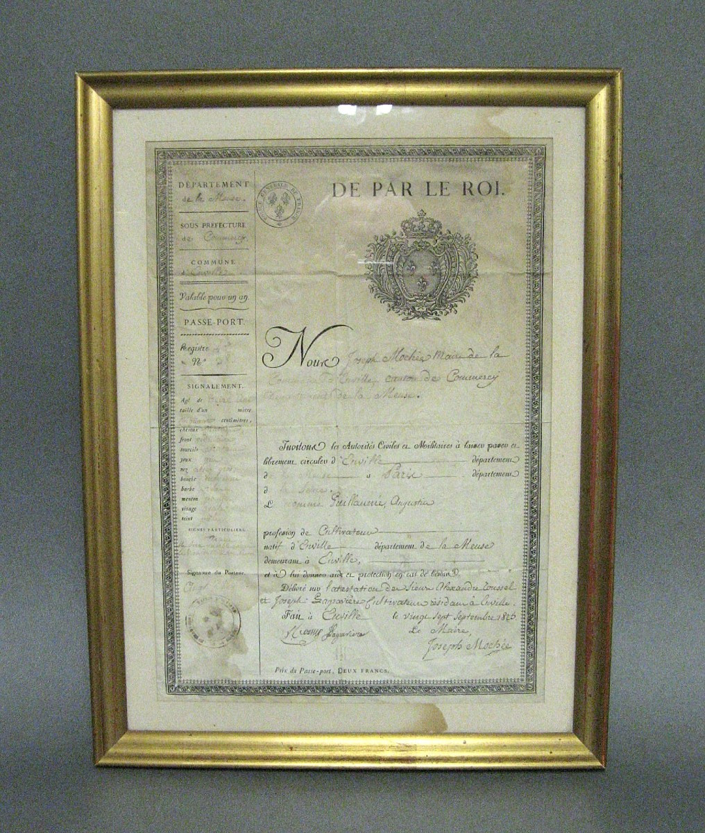 Restoration Period, Passport Of The City Of Enville, Canton Of Commercy.