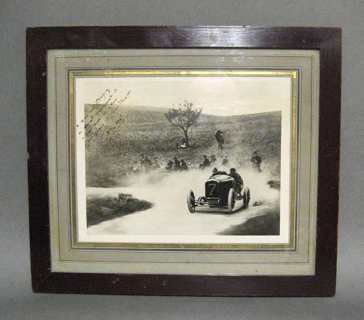 Photographie De La Course Florio 1922. Autographe André Boillot. Automobile Peugeot.