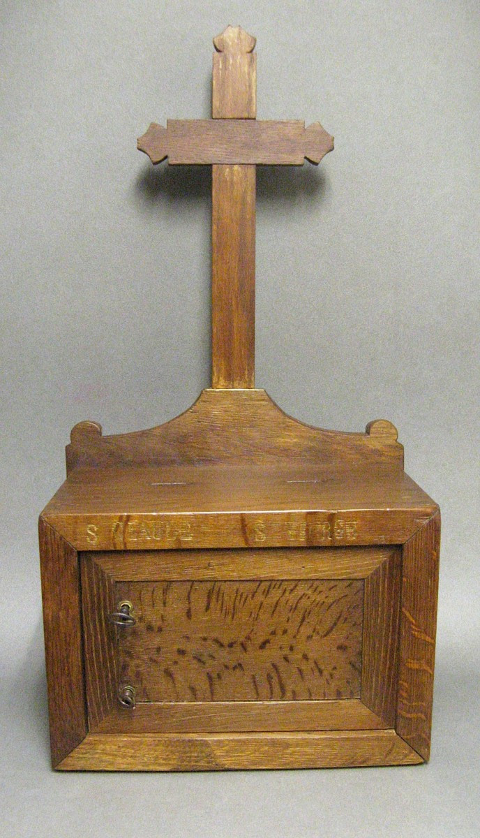 18th Century Carved Wooden Church Trunk. 