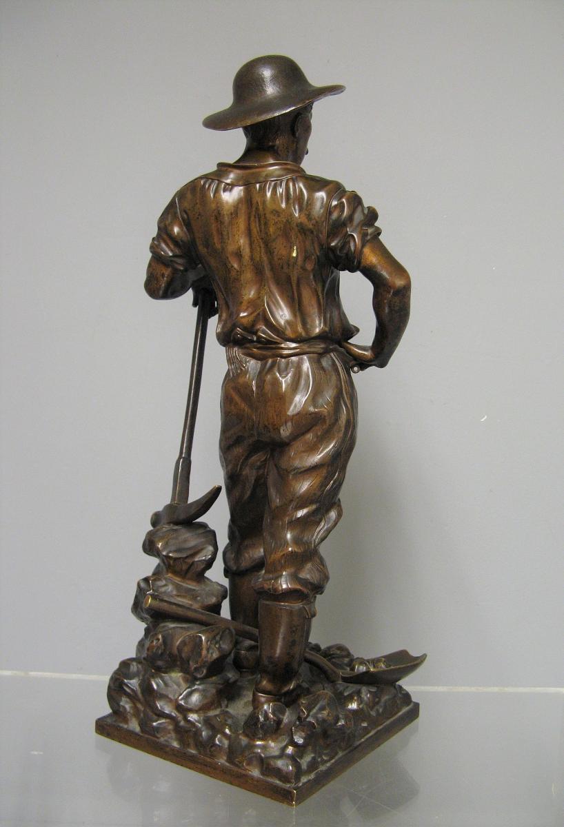 Bronze XIXe Par J. Garnier. Ouvrier Carrier.-photo-1