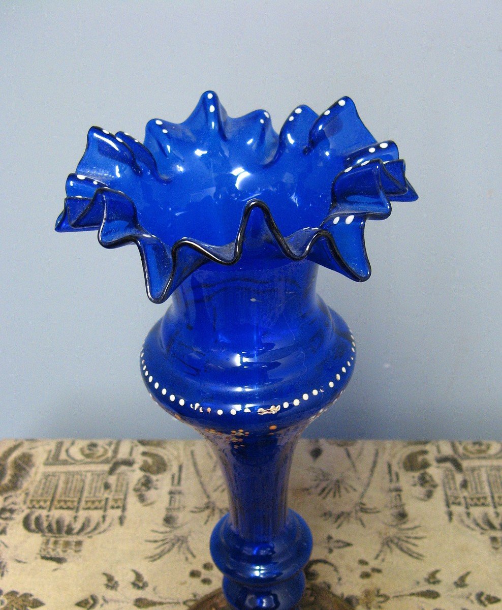 Nineteenth Cobalt Blue Glass Cornet Vase. Soliflore-photo-4