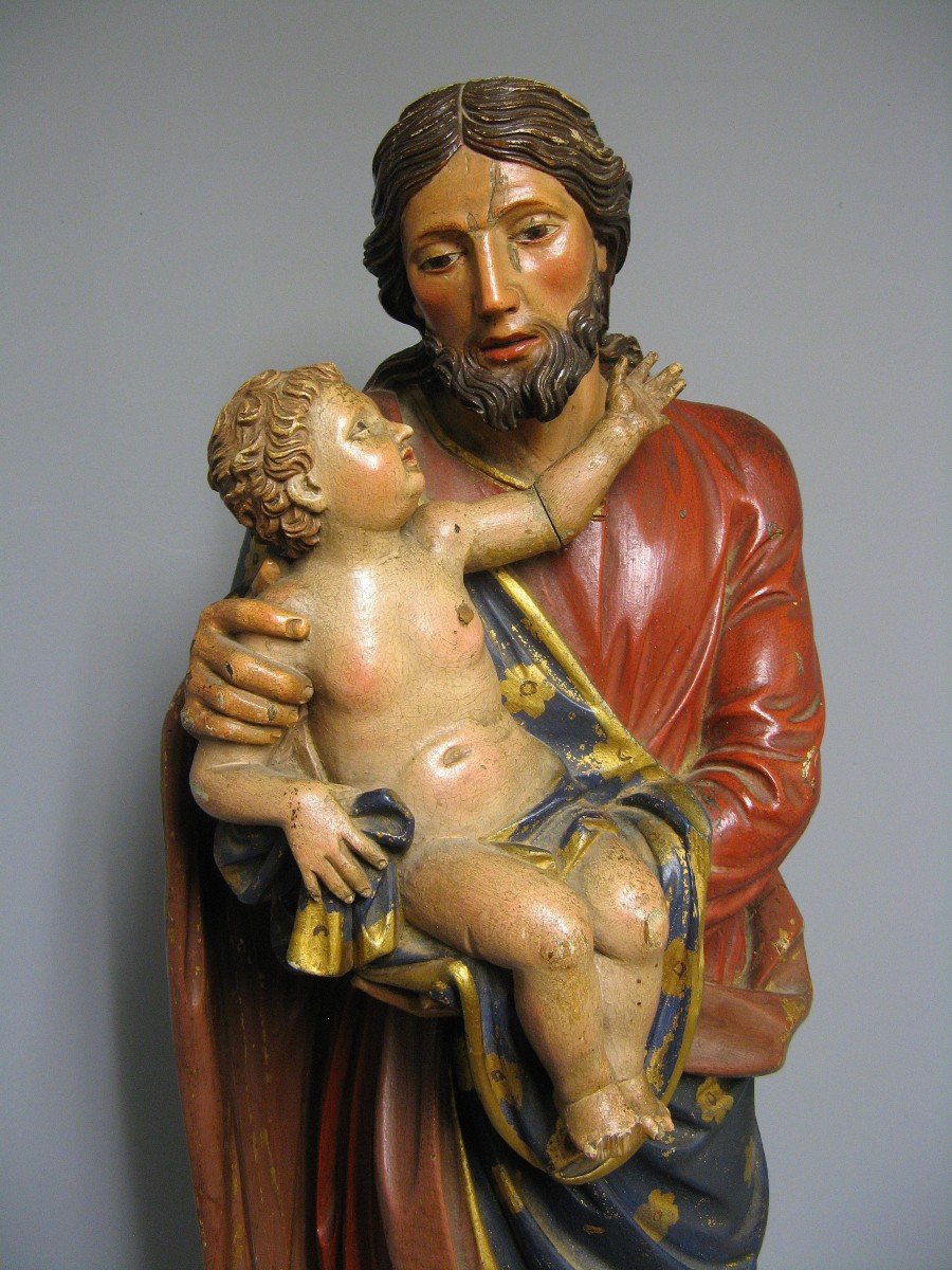 Sculpture Saint Joseph With Baby Jesus.-photo-4