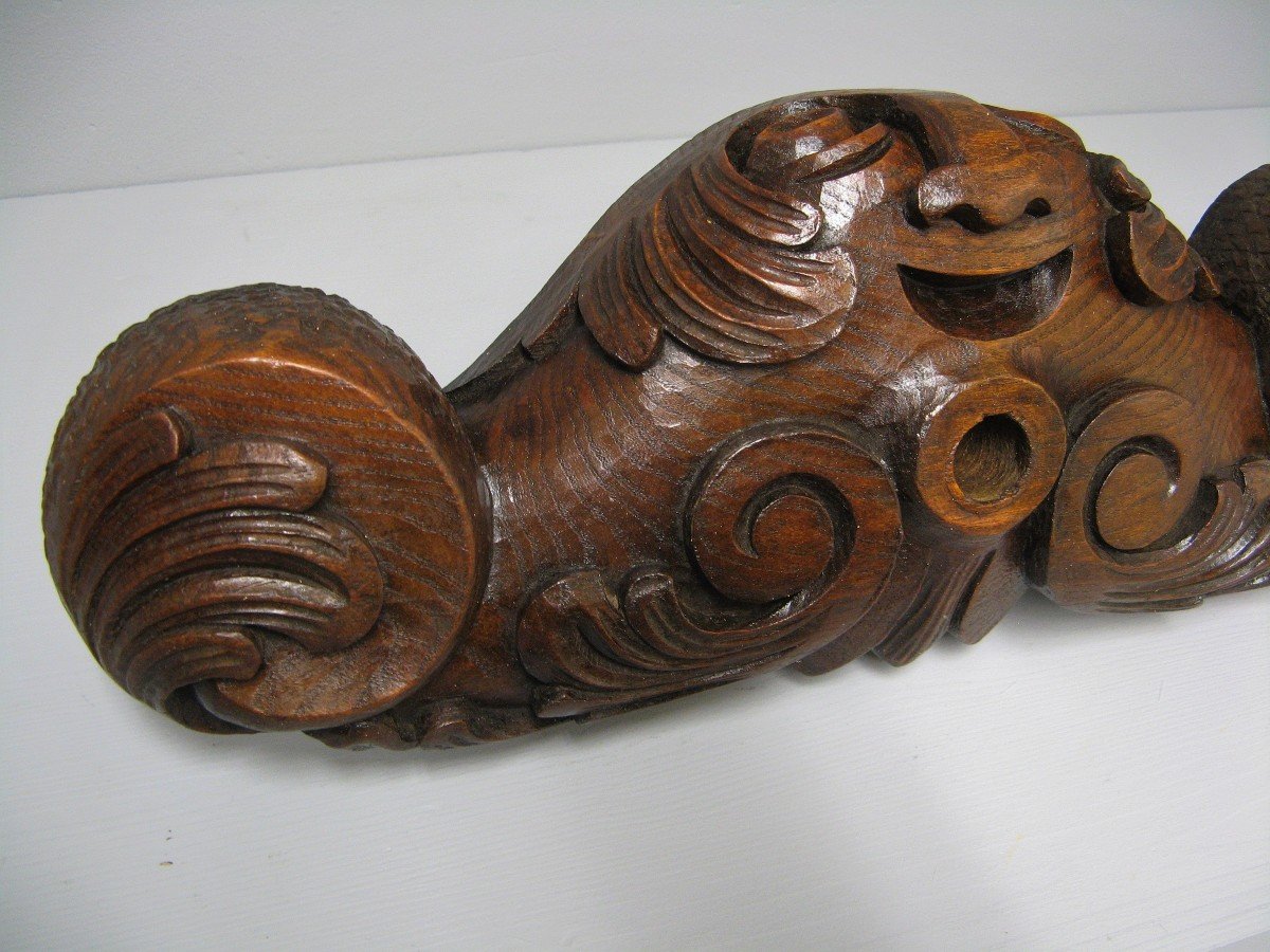 Lock Or Key Of Carved Wood Barrel Late Nineteenth.-photo-2