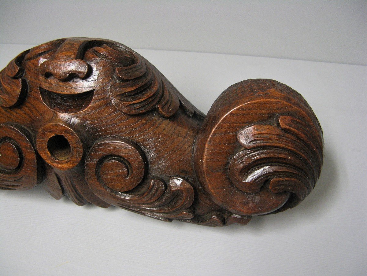 Lock Or Key Of Carved Wood Barrel Late Nineteenth.-photo-3