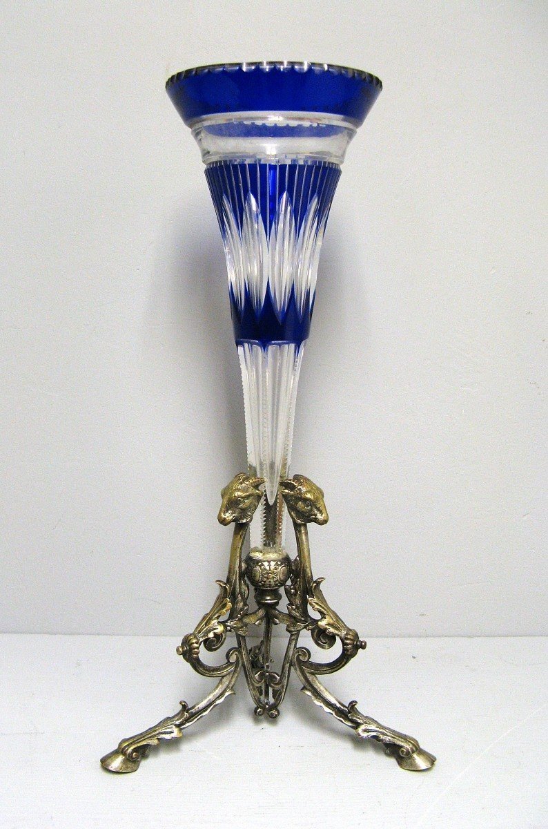 Nineteenth Cut Crystal Cornet Vase.-photo-4