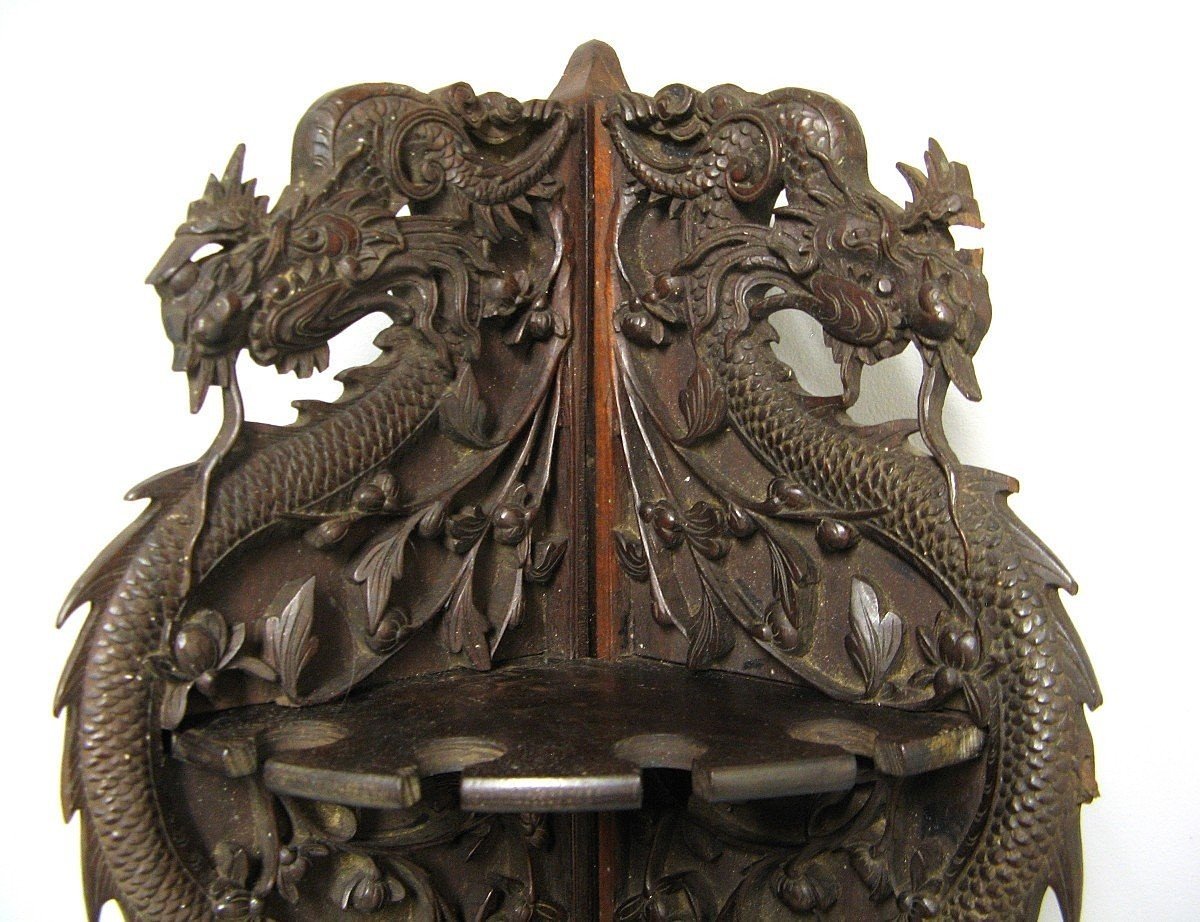 Corner Shelf. Rack For Opium Pipes. 19th Century Indochina.-photo-2