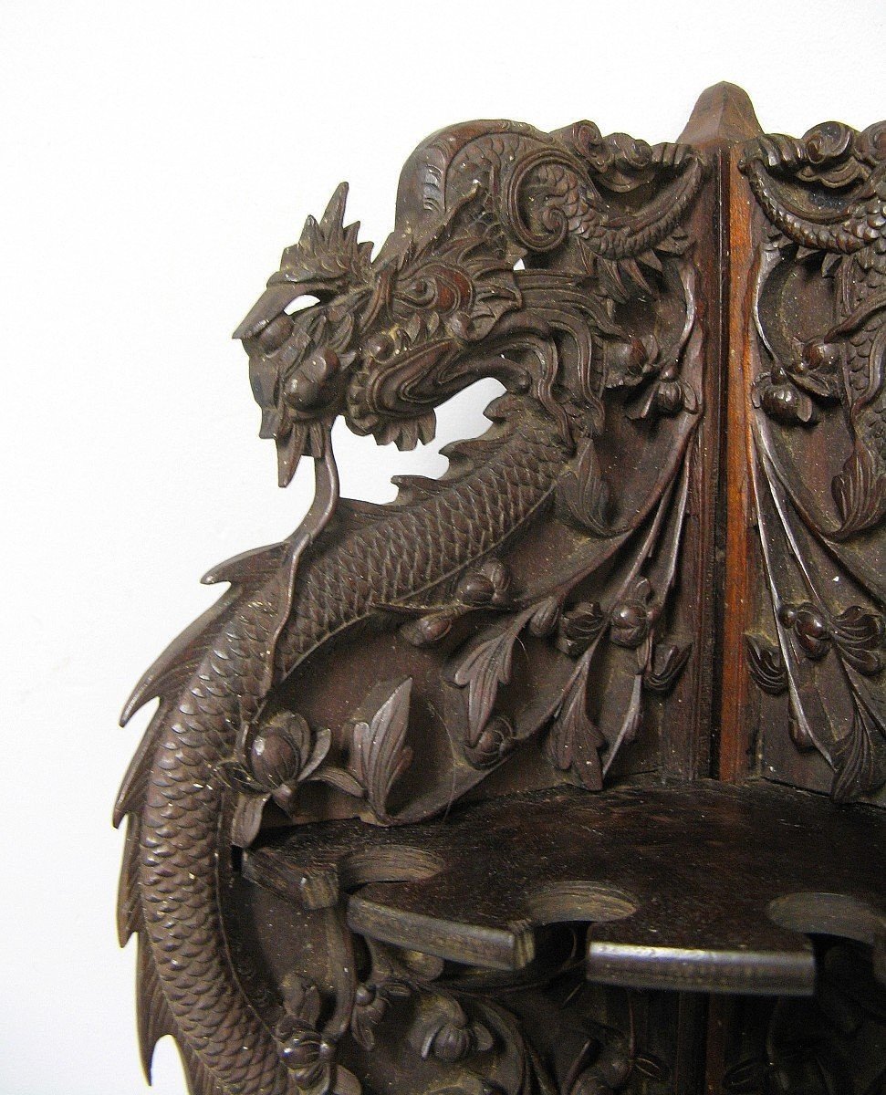 Corner Shelf. Rack For Opium Pipes. 19th Century Indochina.-photo-3