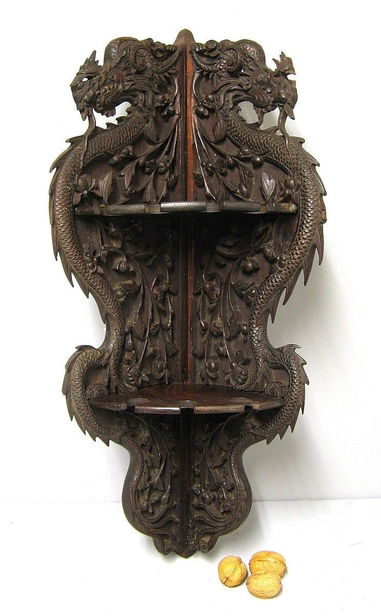 Corner Shelf. Rack For Opium Pipes. 19th Century Indochina.-photo-1