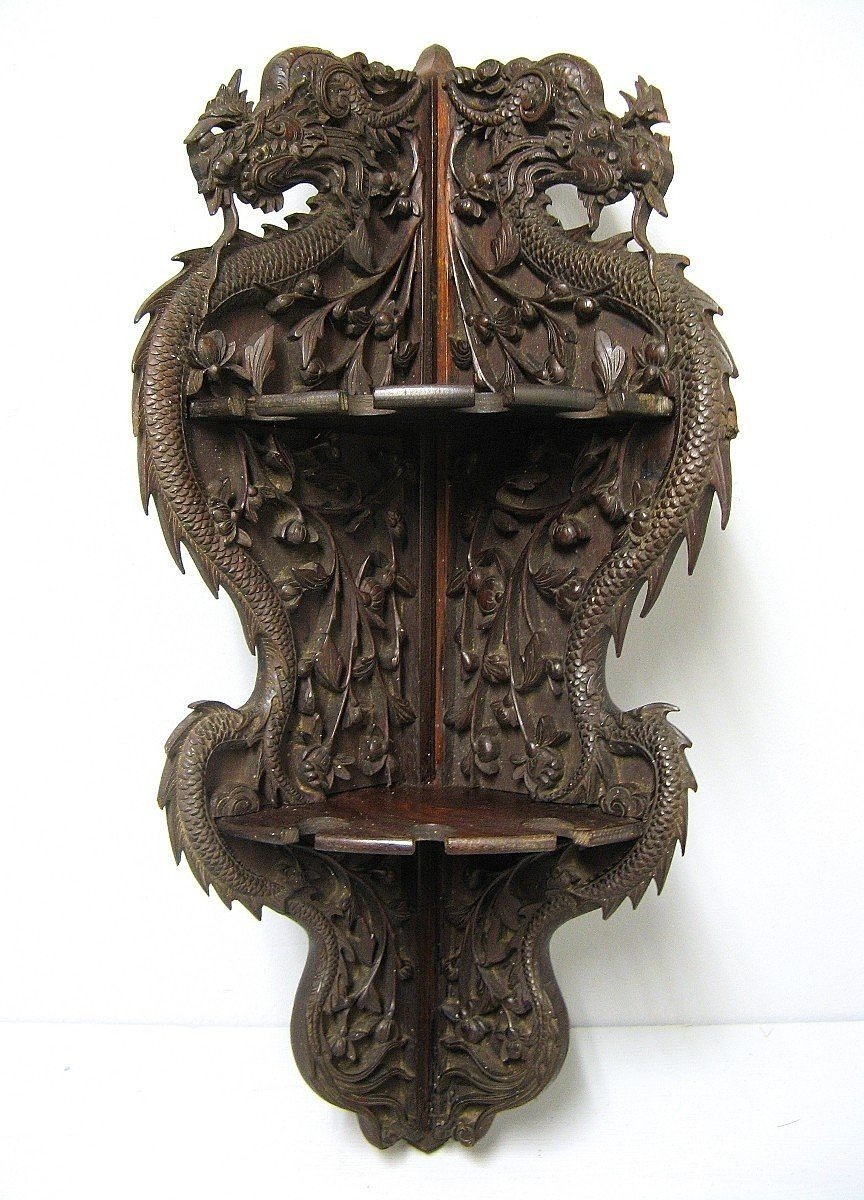 Corner Shelf. Rack For Opium Pipes. 19th Century Indochina.-photo-2