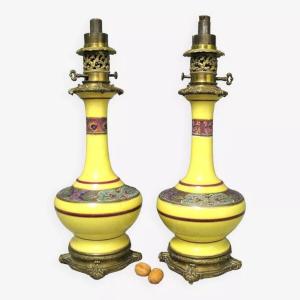 Old Pair Of 19th Century Oil Lamps.