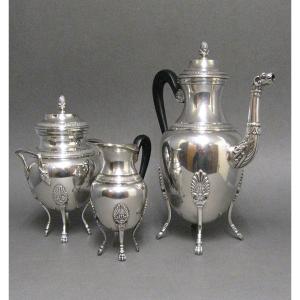 Empire Style Coffee Service In Silver Metal.