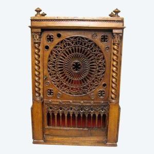 19th Century Wooden Lace Wall Cabinet. Work Of Mastery