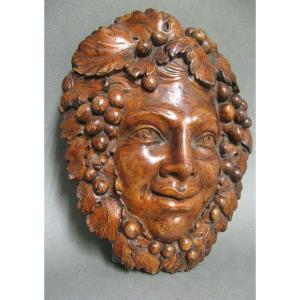 Head Of Bacchus In Glazed Terracotta 19th Century.