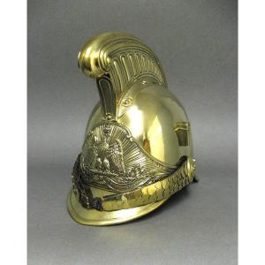 Firefighter Helmet From The Municipality Of Rochefort/loire, Year 1855, Second Empire.