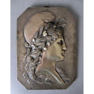 Bronze Bas Relief Marianne III Republic 1871.