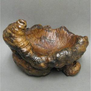 Large Hand Carved Burl Wood Bowl.