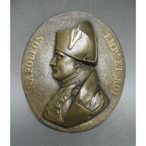 Plaque Murale En Bronze à l'Effigie De Napoléon 1er Du XIXe.