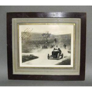 Photographie De La Course Florio 1922. Autographe André Boillot. Automobile Peugeot.