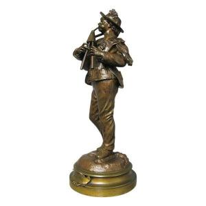 Bronze: Départ Pour La Noce. Joueur De Biniou.