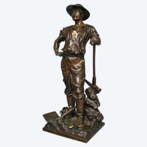 Bronze XIXe Par J. Garnier. Ouvrier Carrier.