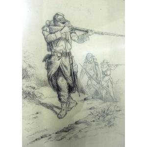 Dessin Militaire. Guerre Franco Allemande De 1870/73.