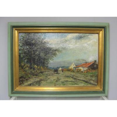 Landscape At La Charrette. Oil On Canvas Signed François Gomzé (1861-1949).