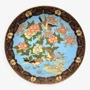 Large Platter In Cloisonné Enamels Nineteenth.