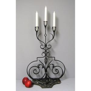 Candlestick / Candlestick In Neo Gothic Wrought Iron 1900.