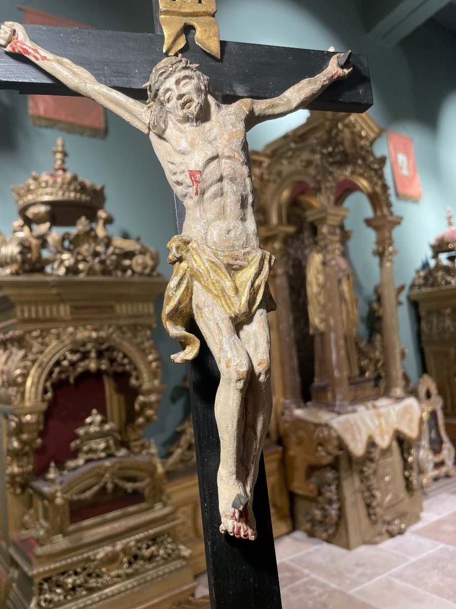 Crucifix En Bois Du XIXe-photo-2