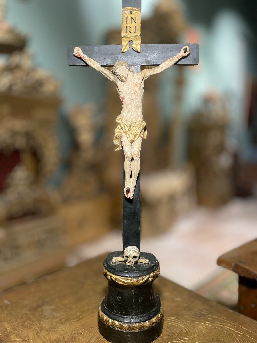 Crucifix En Bois Du XIXe-photo-3