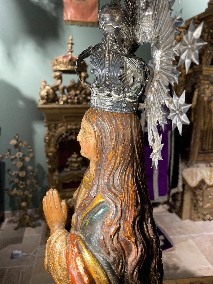 Virgin In Prayer And Her Silver Crown - Eighteenth-photo-4