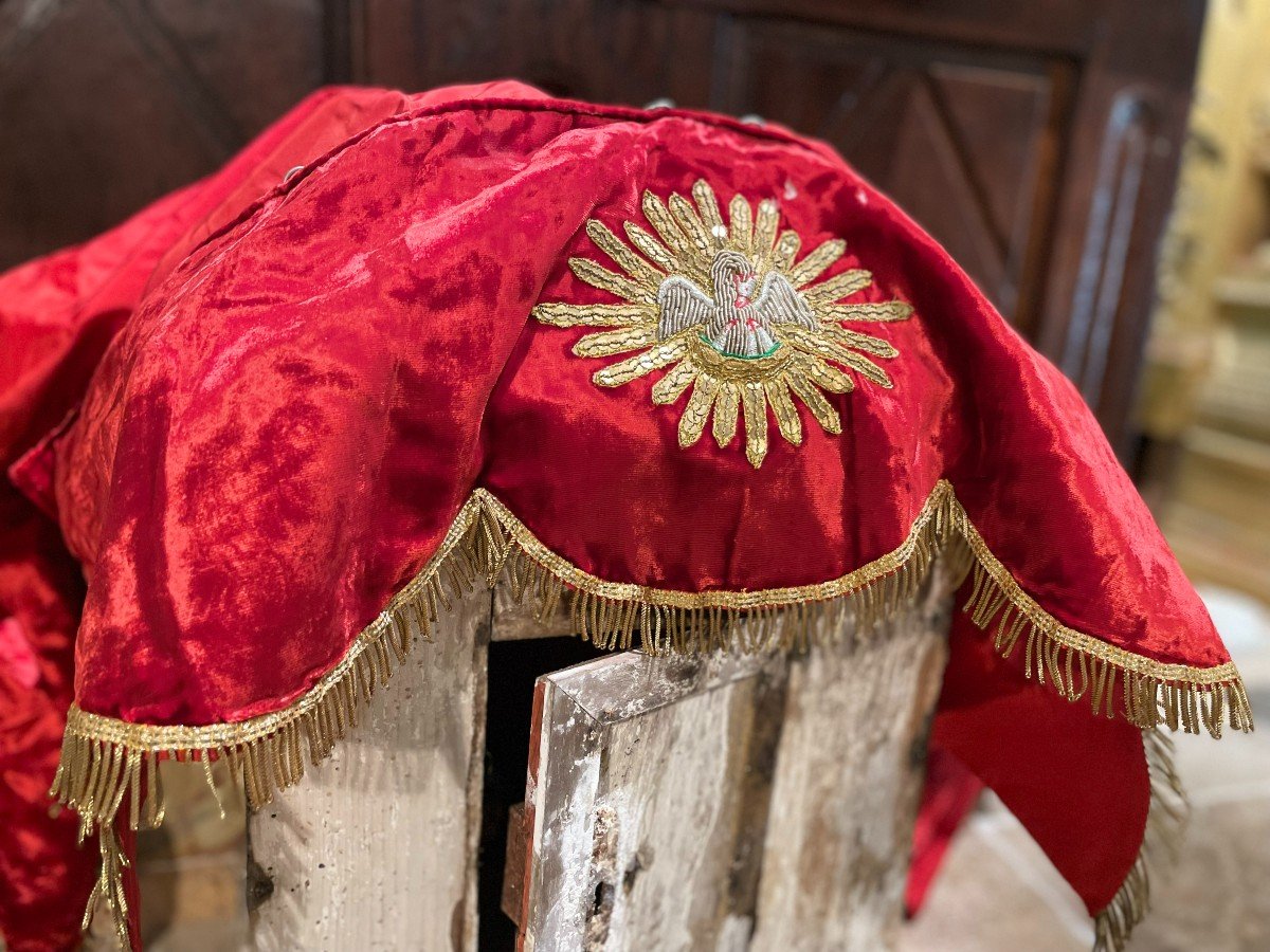 Voile De Tabernacle En Velours Rouge - XIXe Siècle