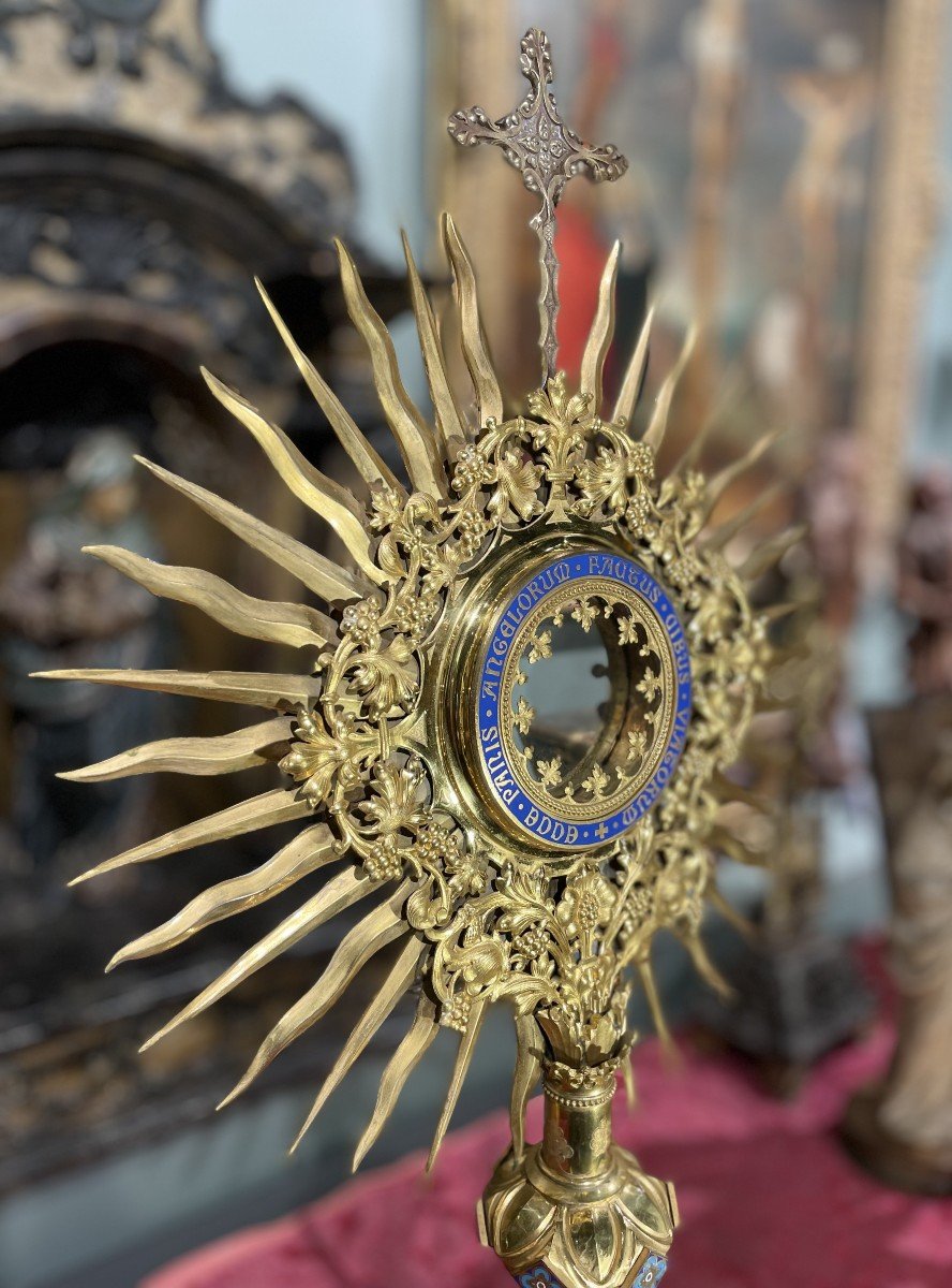 Proantic: Large Brass Monstrance - 19th Century