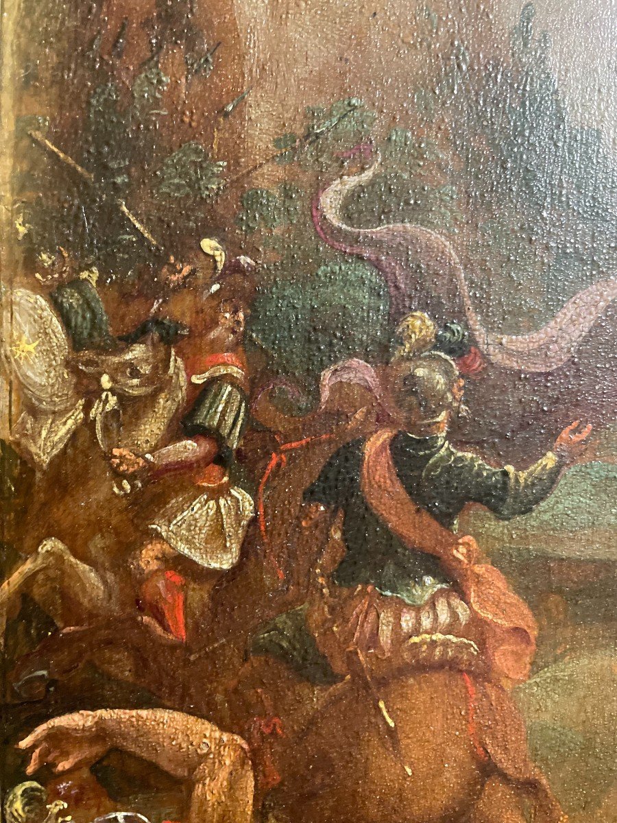 The Conversion Of Saint Paul - Oil On Wood - 17th Century-photo-2