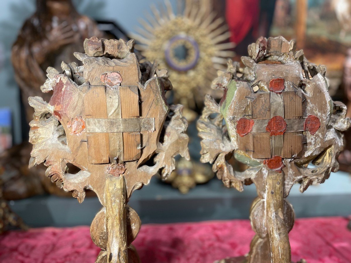 Pair Of Reliquary Monstrances With 18 Relics - Late 18th Century-photo-4