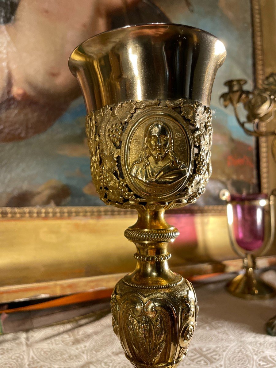 Vermeil And Gilded Brass Chalice - Circa 1830-photo-2