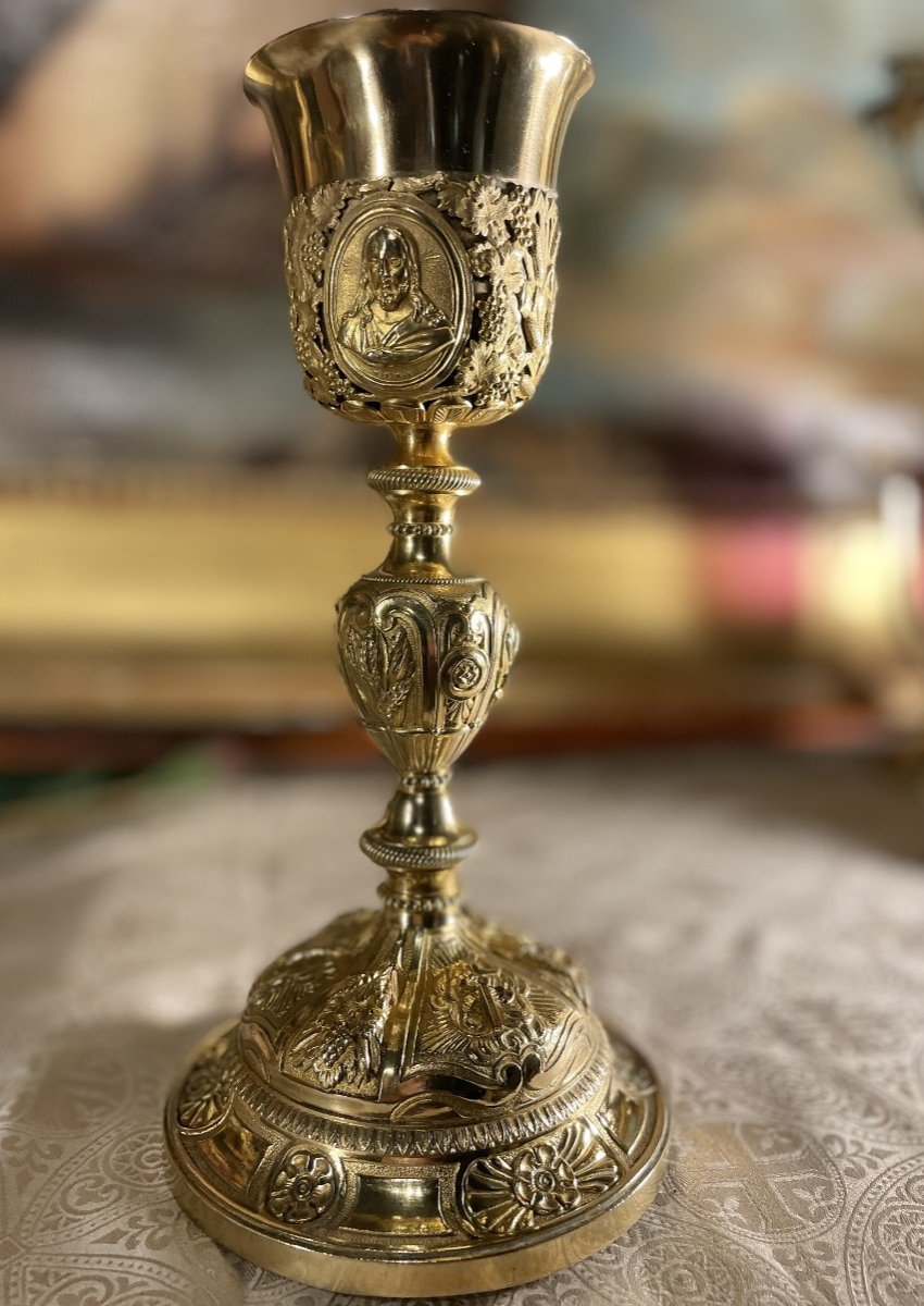 Vermeil And Gilded Brass Chalice - Circa 1830-photo-3