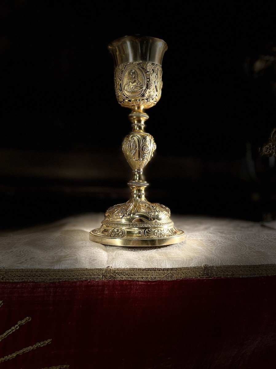 Vermeil And Gilded Brass Chalice - Circa 1830-photo-4