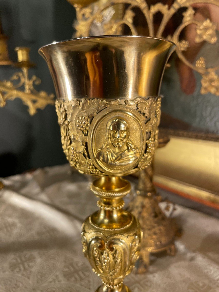 Vermeil And Gilded Brass Chalice - Circa 1830-photo-4