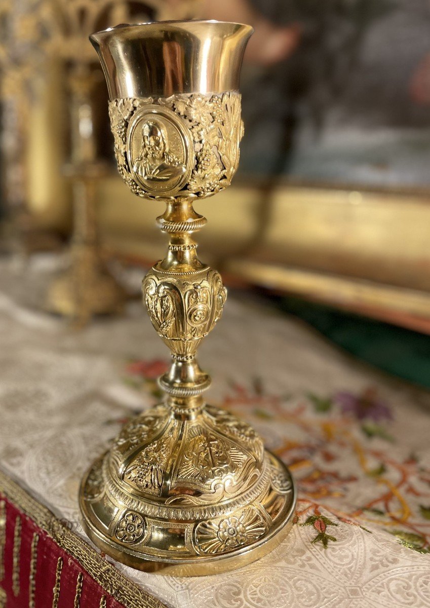 Vermeil And Gilded Brass Chalice - Circa 1830-photo-5