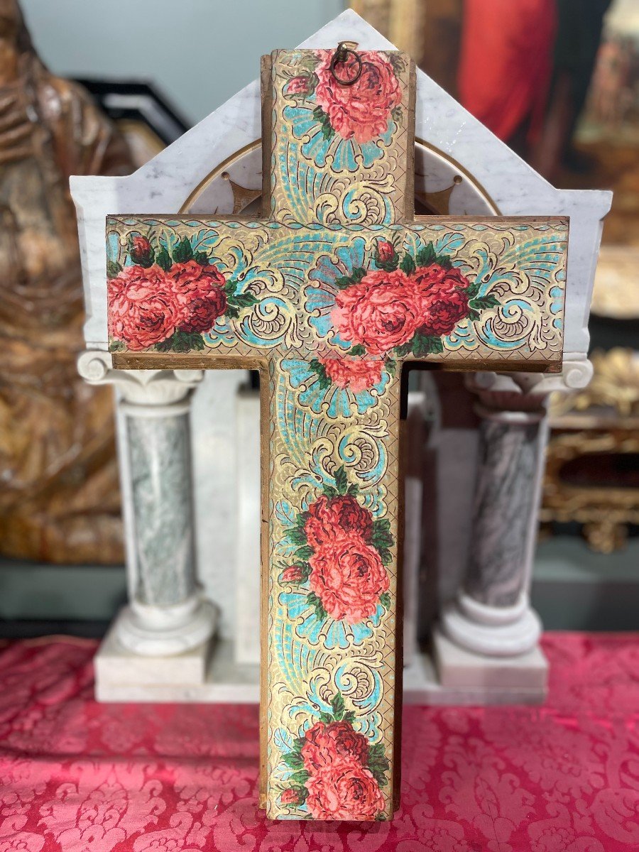 Paperolles Large Cross Reliquary - 18th Century-photo-6