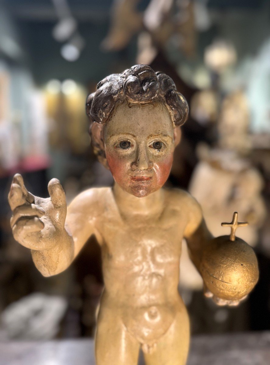 Blessing Child - Wooden Statue - 17th Century-photo-2